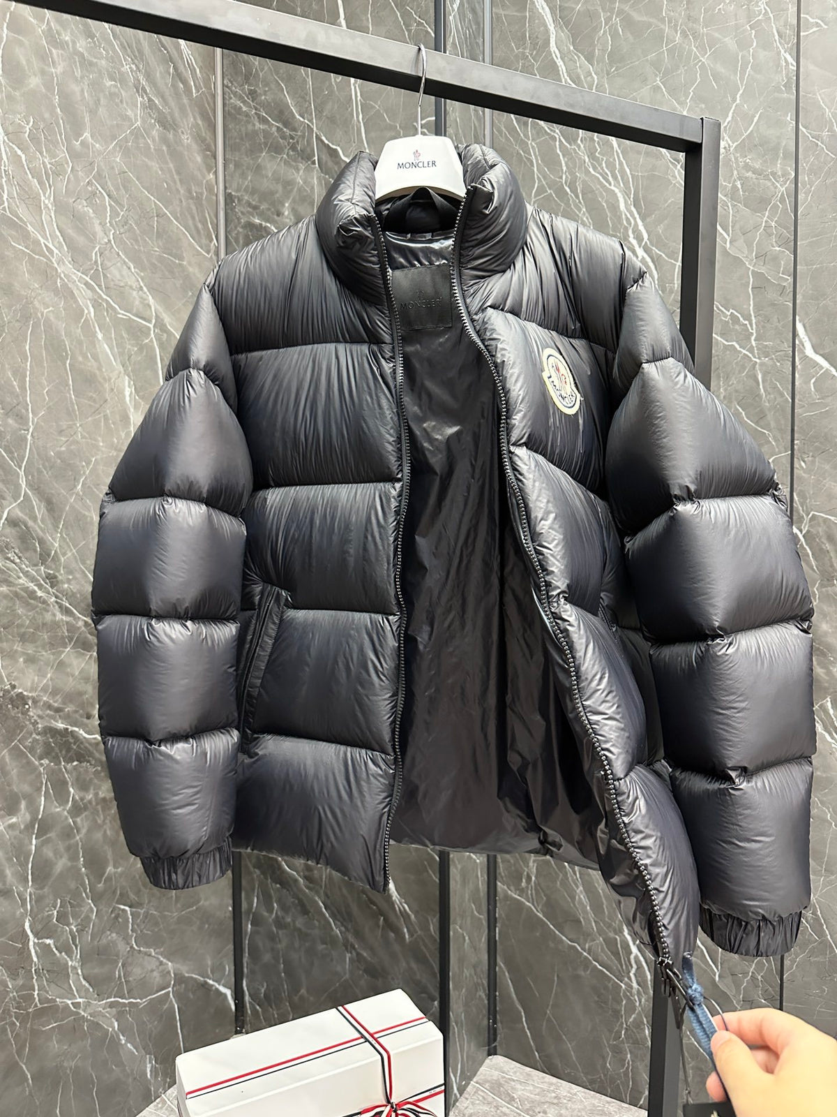 Moncler Black Stand-Collar Quilted Puffer Jacket
