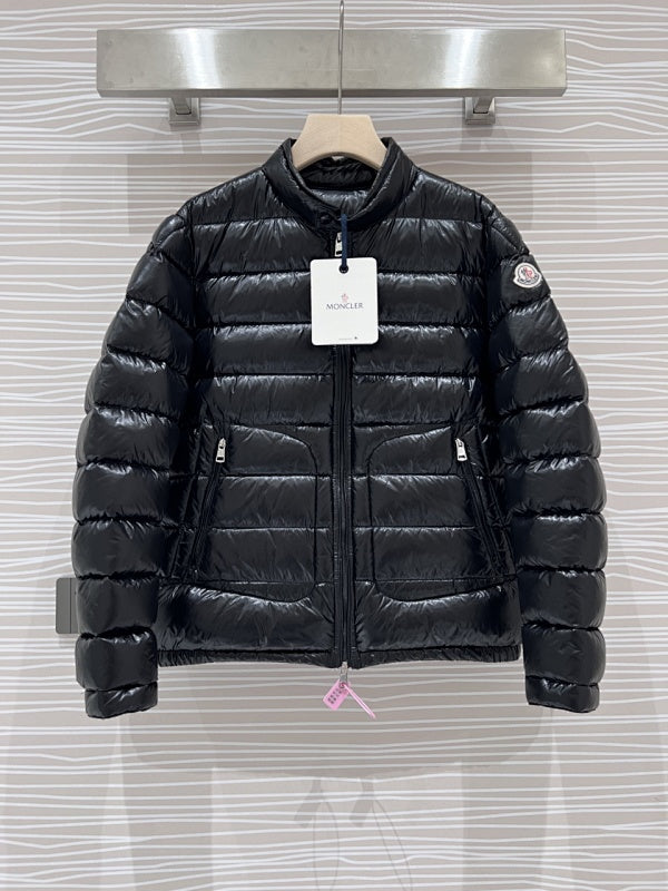 Moncler Glossy Black Quilted Stand-Collar Puffer Jacket