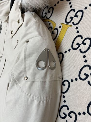 Moose Knuckles Ivory White Trimmed-Hood Bomber Jacket