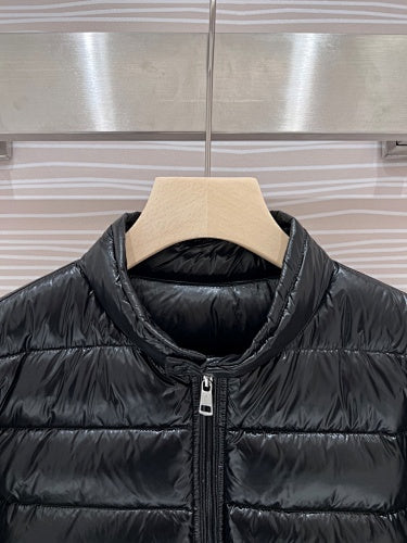 Moncler Glossy Black Quilted Stand-Collar Puffer Jacket