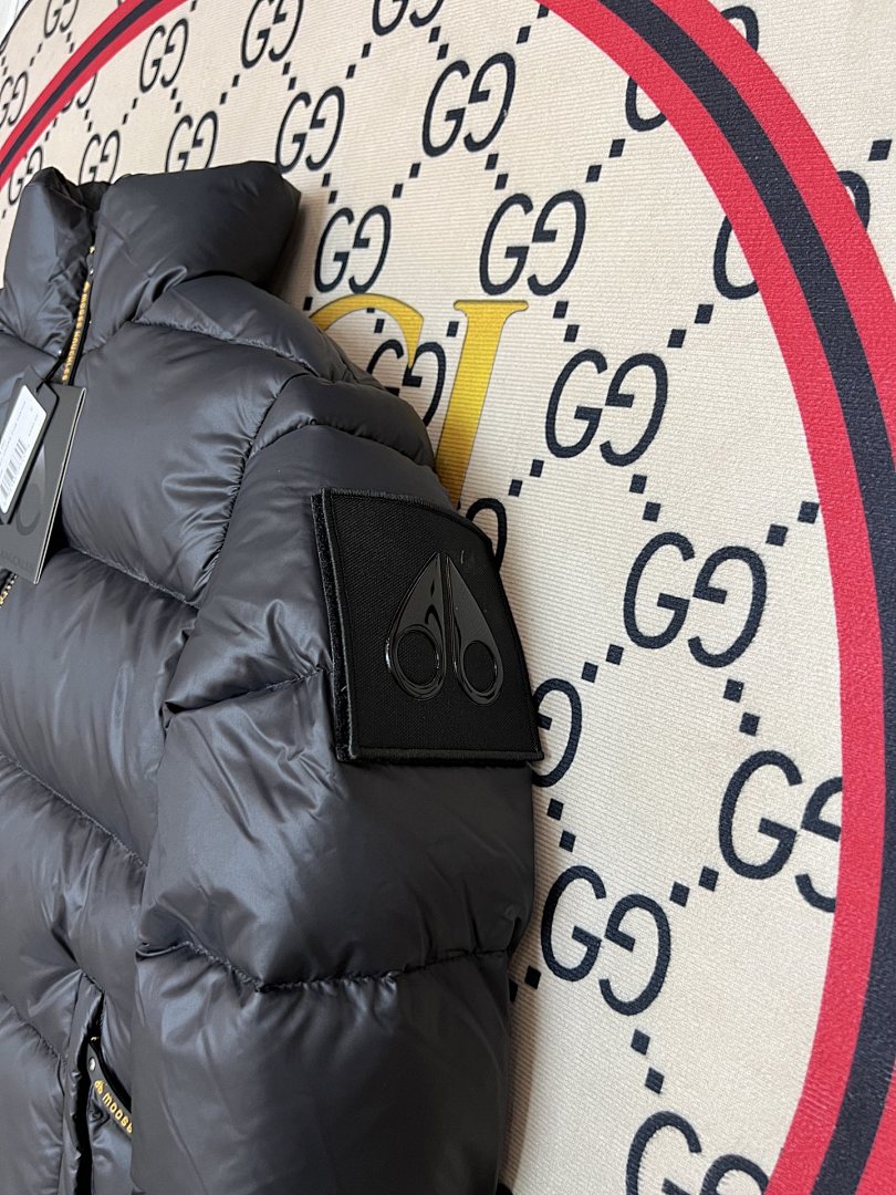 Moose Knuckles Black Stand-Collar Quilted Puffer Jacket