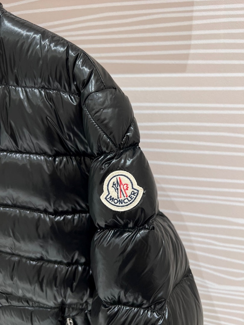 Moncler Glossy Black Quilted Stand-Collar Puffer Jacket