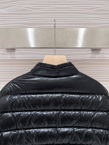 Moncler Glossy Black Quilted Stand-Collar Puffer Jacket