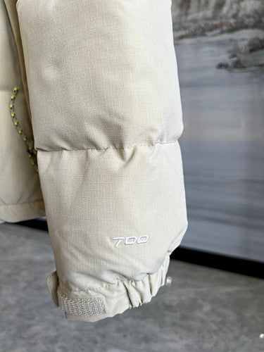 The North Face Cream and Brown Colorblock Puffer Jacket