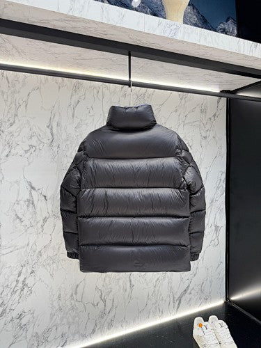 Moncler Black Blue-Lined Stand-Collar Puffer Jacket