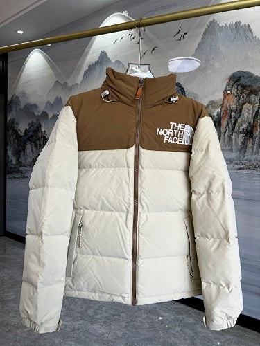 The North Face Cream and Brown Colorblock Puffer Jacket