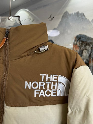 The North Face Cream and Brown Colorblock Puffer Jacket