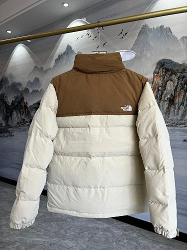 The North Face Cream and Brown Colorblock Puffer Jacket