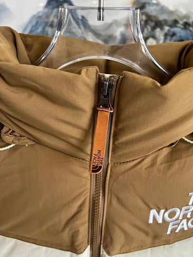 The North Face Cream and Brown Colorblock Puffer Jacket