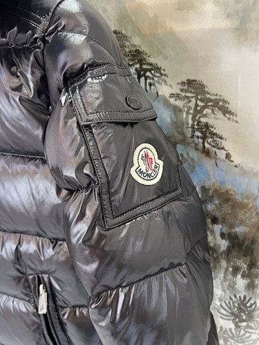 Moncler Glossy Black Hooded Quilted Puffer Jacket