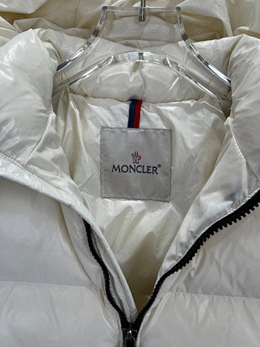 Moncler Pearl White Hooded Quilted Puffer Jacket