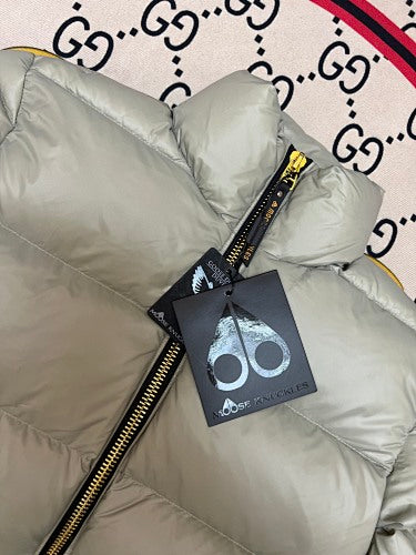 Moose Knuckles Sage Green Stand-Collar Puffer Jacket