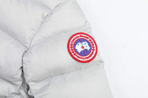 Canada Goose Light Gray Hooded Quilted Puffer Jacket