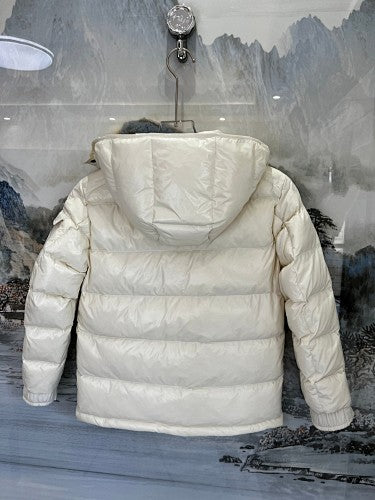 Moncler Pearl White Hooded Quilted Puffer Jacket
