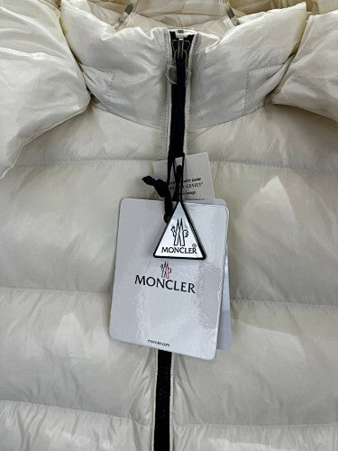 Moncler Pearl White Hooded Quilted Puffer Jacket