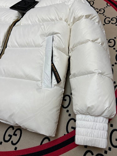 Moose Knuckles White Stand-Collar Quilted Puffer Jacket