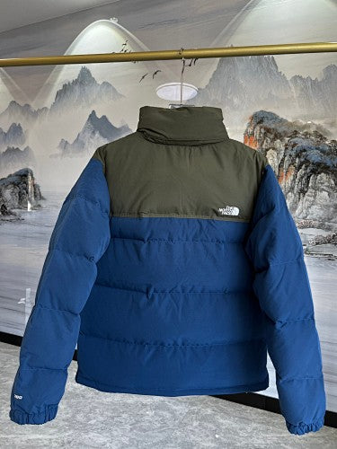 The North Face Blue and Olive Green Colorblock Puffer Jacket