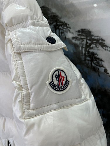 Moncler Pearl White Hooded Quilted Puffer Jacket