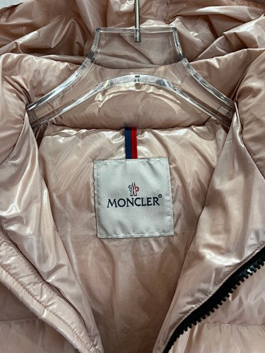 Moncler Metallic Rose Gold Hooded Quilted Puffer Jacket