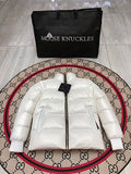 Moose Knuckles White Stand-Collar Quilted Puffer Jacket