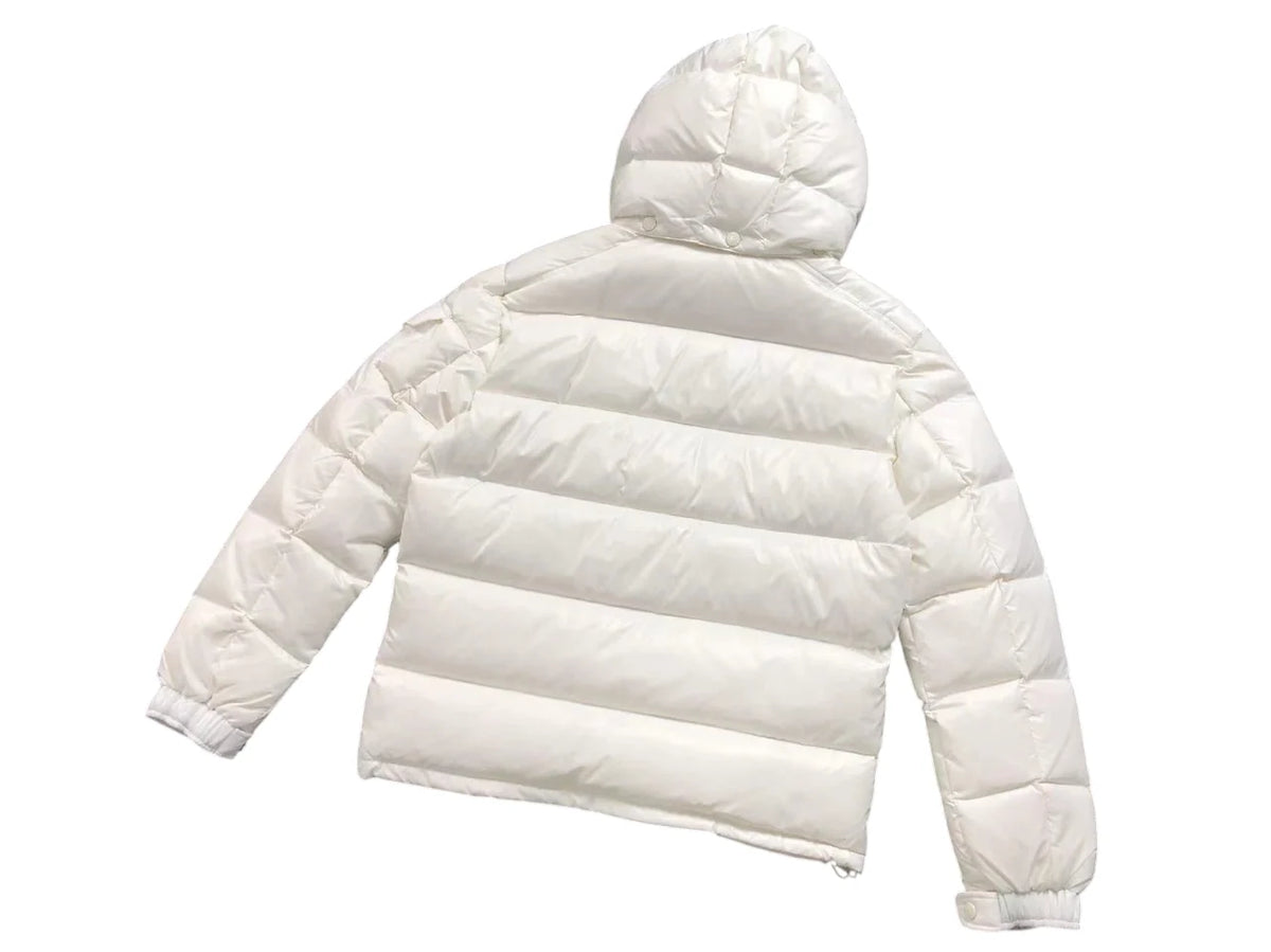 Moncler White Hooded Horizontal-Quilted Puffer Jacket