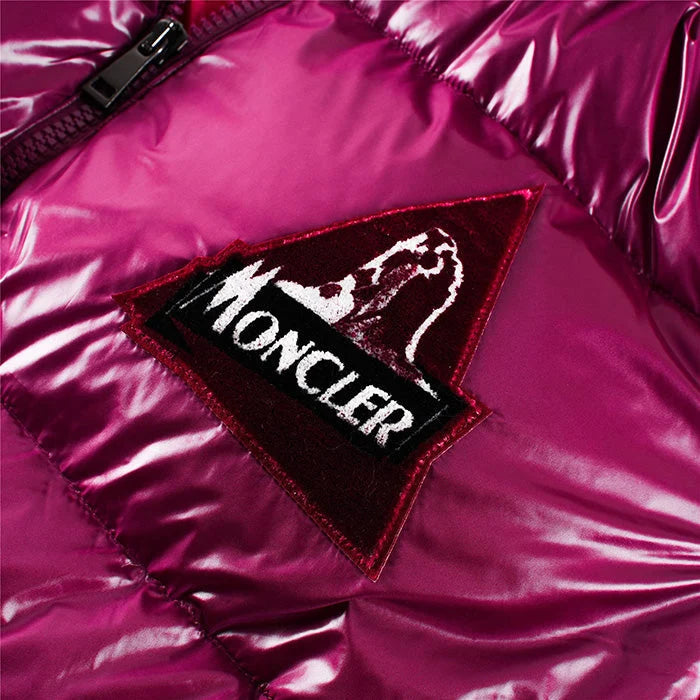 Moncler Magenta Glossy Hooded Quilted Puffer Jacket