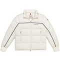Moncler Ivory Stand-Collar Quilted Puffer Jacket with Black Trim