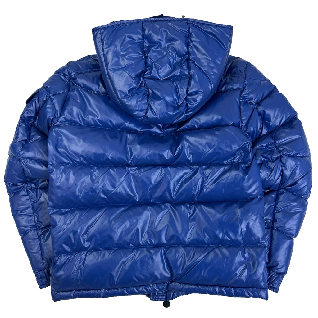 Moncler Royal Blue Glossy Hooded Quilted Puffer Jacket