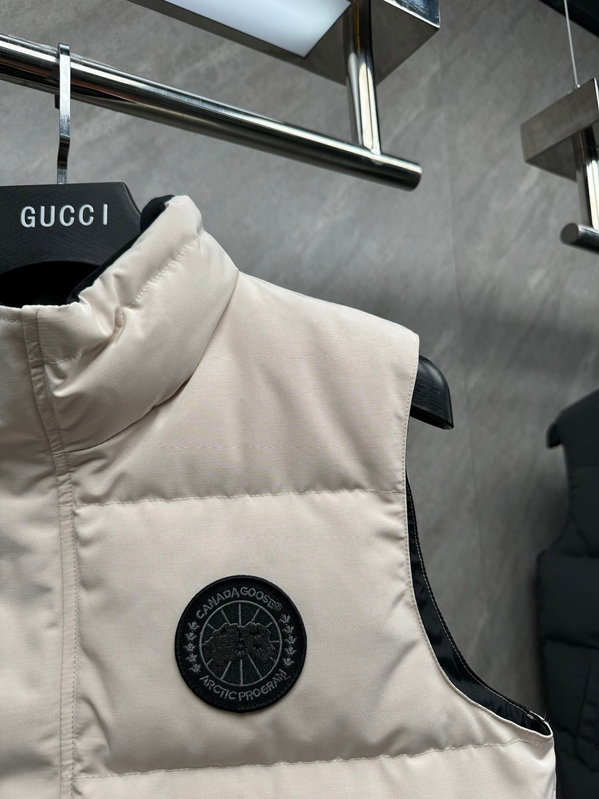 Canada Goose Cream Quilted Stand-Collar Puffer Vest