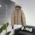 Moncler Sand Beige Graphic-Logo Hooded Puffer Jacket