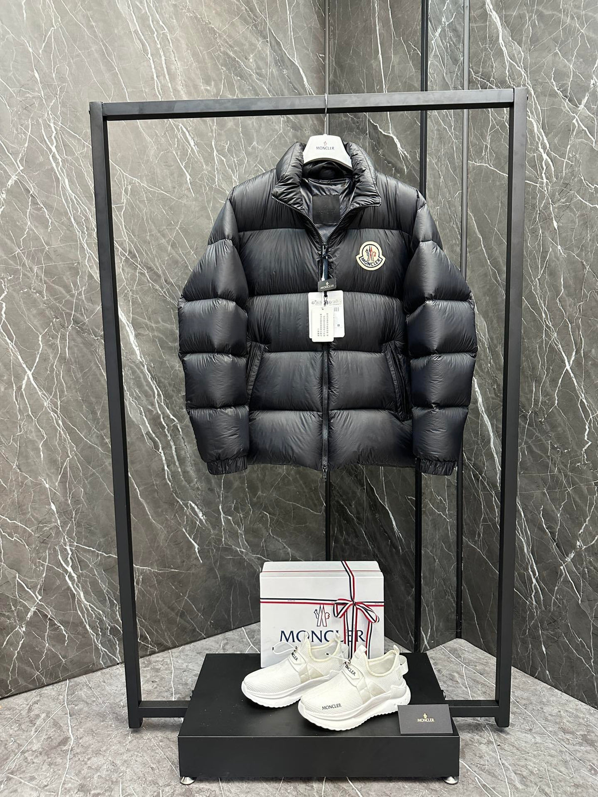 Moncler Black Stand-Collar Quilted Puffer Jacket