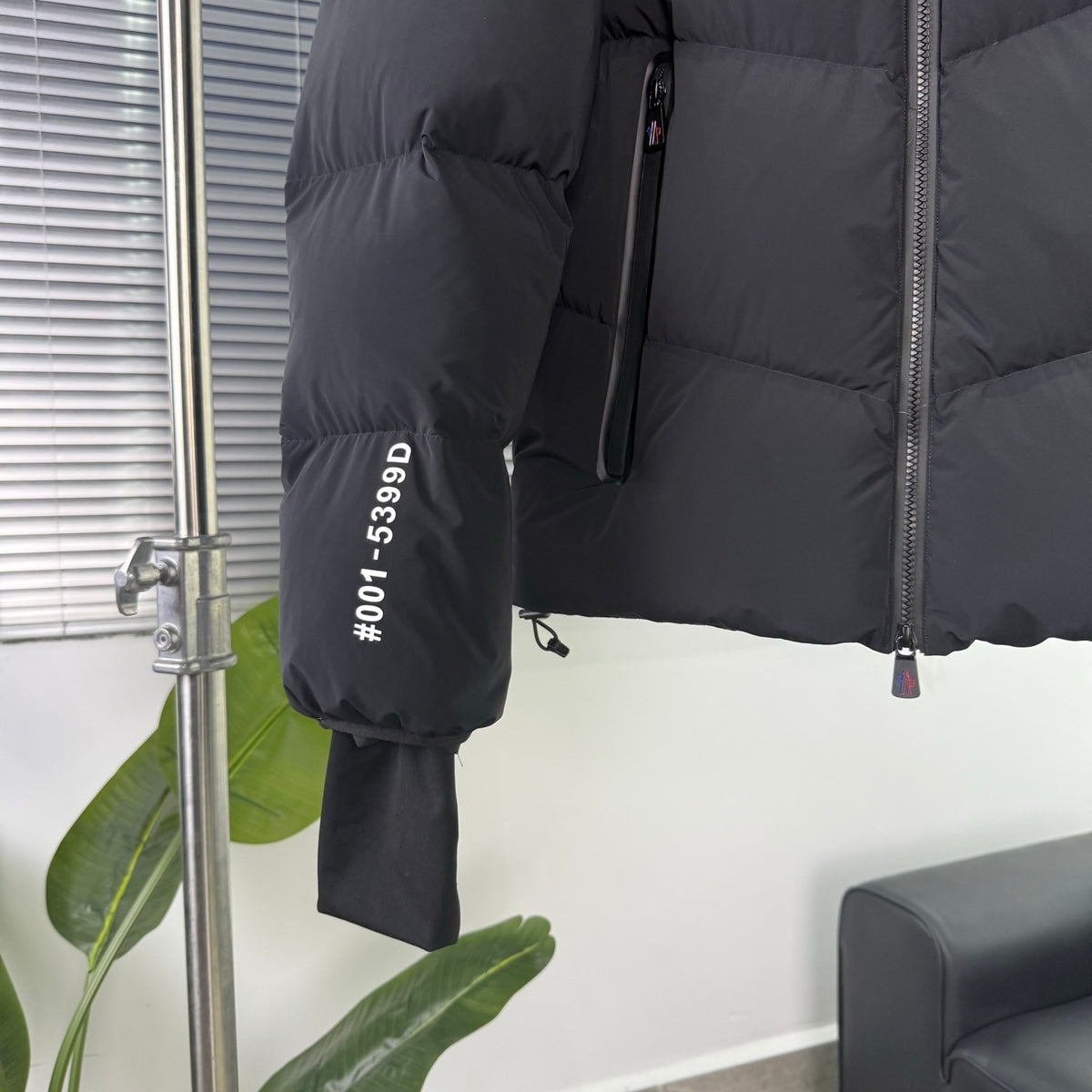 Moncler Black Graphic-Logo Hooded Puffer Jacket