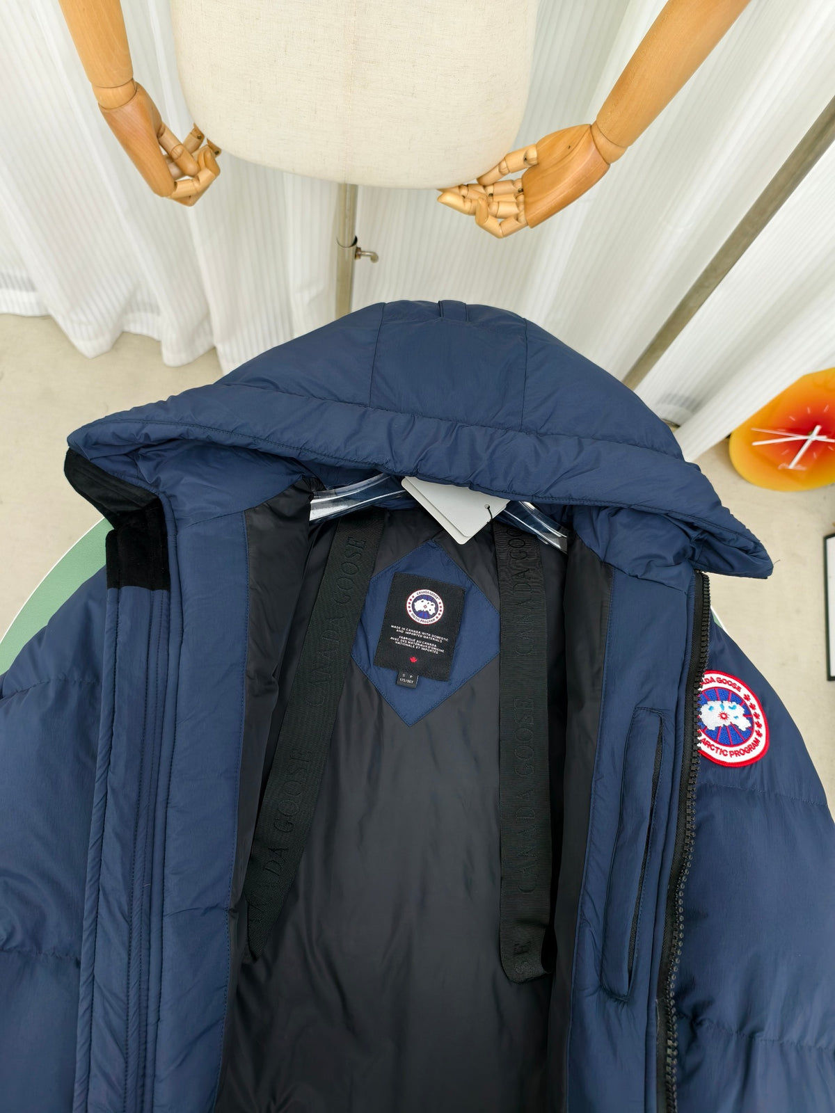 Canada Goose Navy Blue Hooded Quilted Puffer Coat