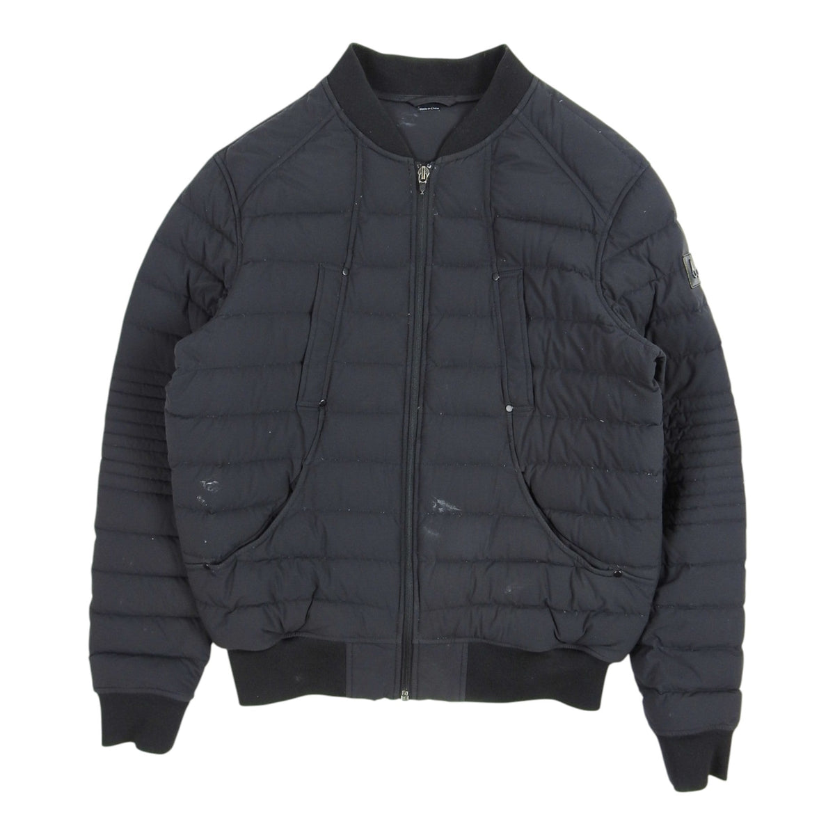 Moncler Black Mixed-Quilt Zip-Up Bomber Jacket