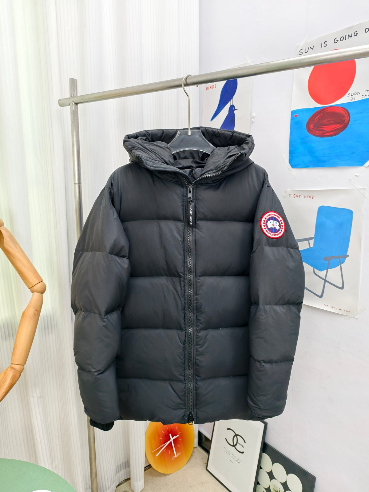 Canada Goose Black Hooded Quilted Puffer Coat