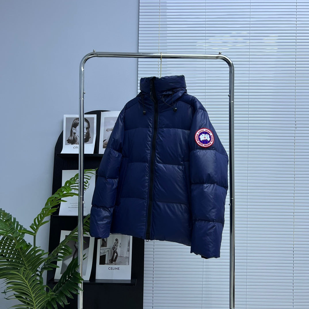 Canada Goose Navy Blue Hooded Quilted Puffer Jacket