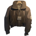 Moose Knuckles Dark Brown Cropped Teddy-Texture Bomber Jacket