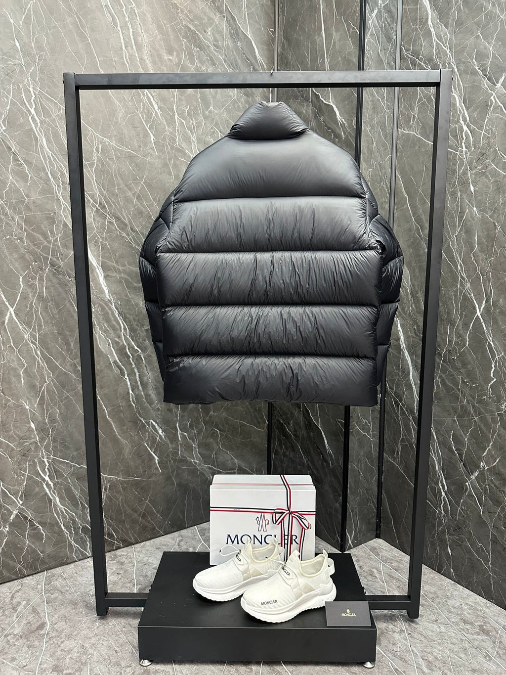 Moncler Black Stand-Collar Quilted Puffer Jacket