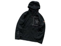 Moncler Grenoble Black Hooded Zip-Up Jacket with Graphic Chest Detail