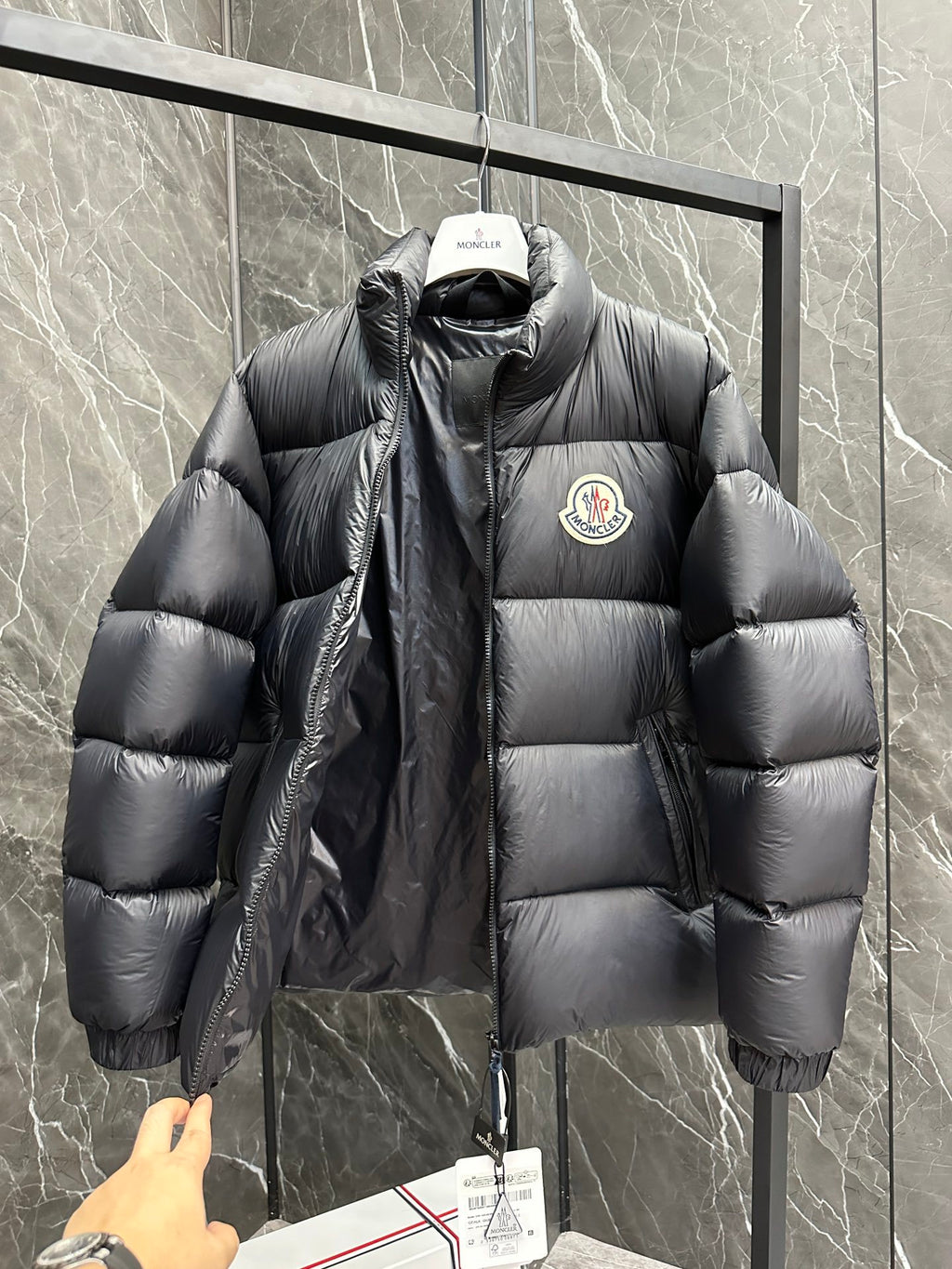 Moncler Black Stand-Collar Quilted Puffer Jacket