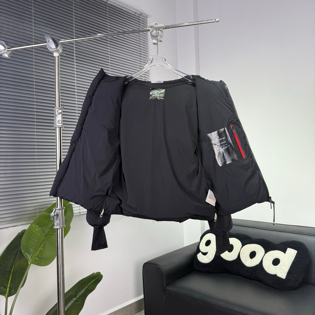 Moncler Black Graphic-Logo Hooded Puffer Jacket