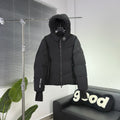 Moncler Black Graphic-Logo Hooded Puffer Jacket
