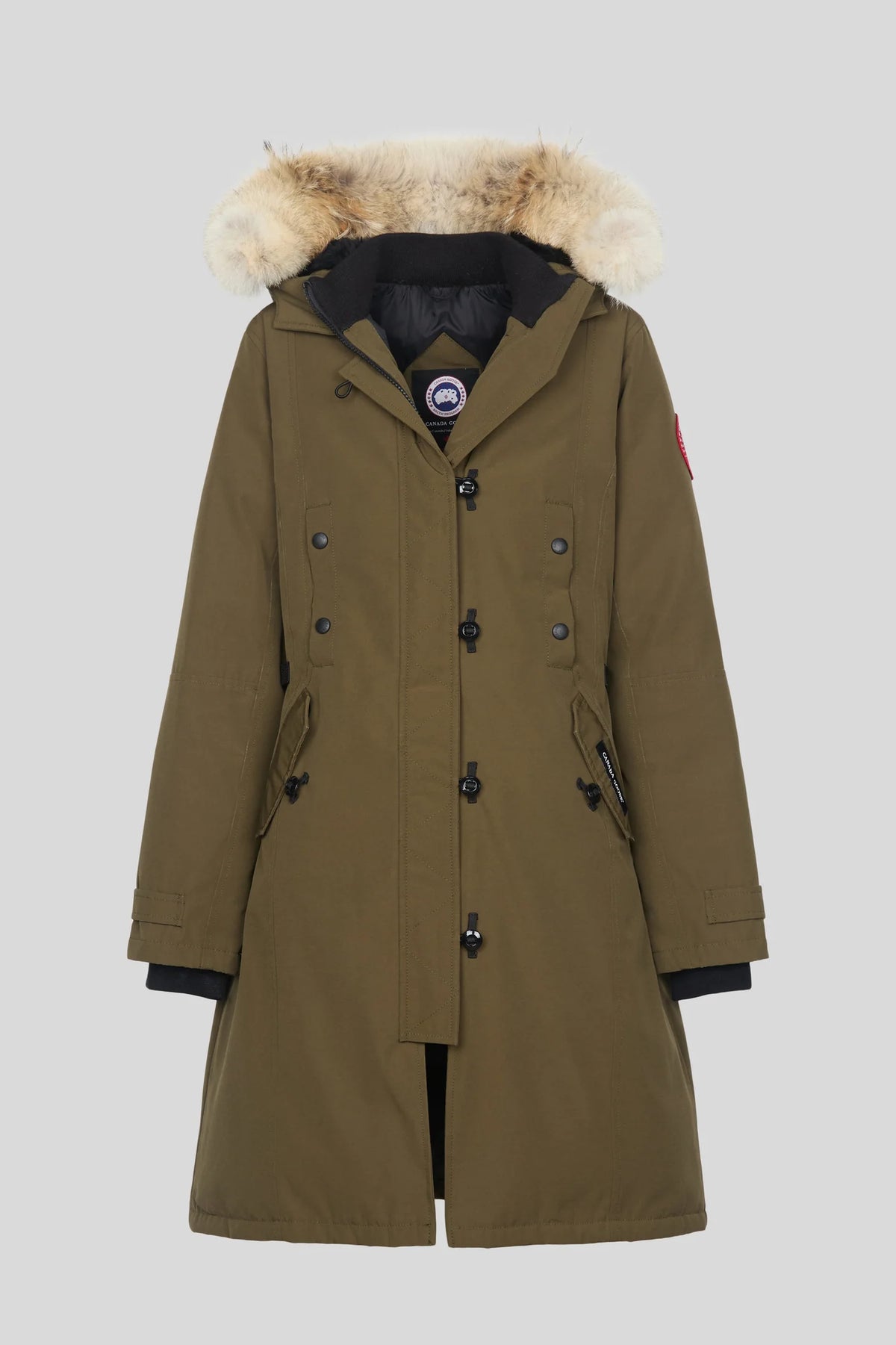 Canada Goose Olive Green Trimmed-Hood Long Parka